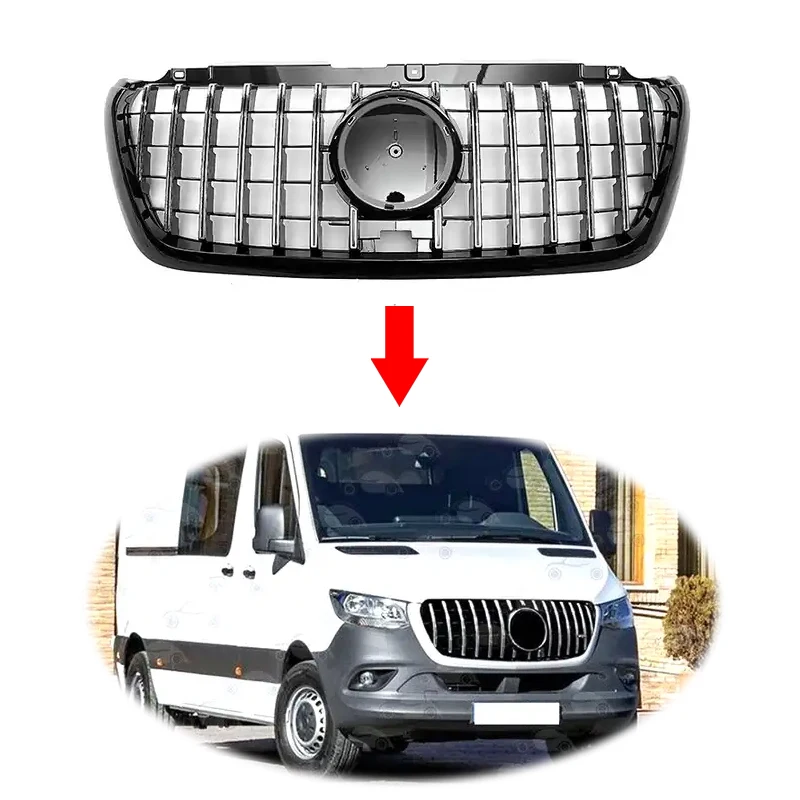 GT Style Car Front Bumper Grill For Mercedes Benz Van Sprinter Grille W907 2018-2022 Sprinter Body Kit