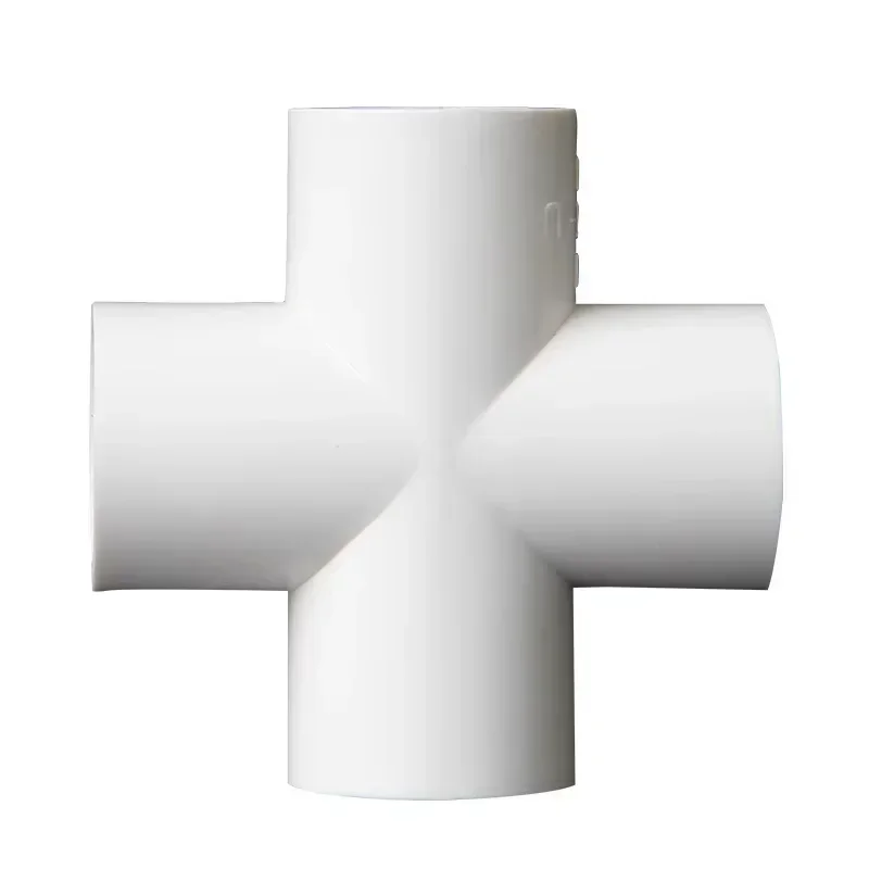 1Pcs Pvc 4-Way Fitting Water Supply Adapter Upward Pipe Flat Connector 20-63mm Plastic Plumbing Tee
