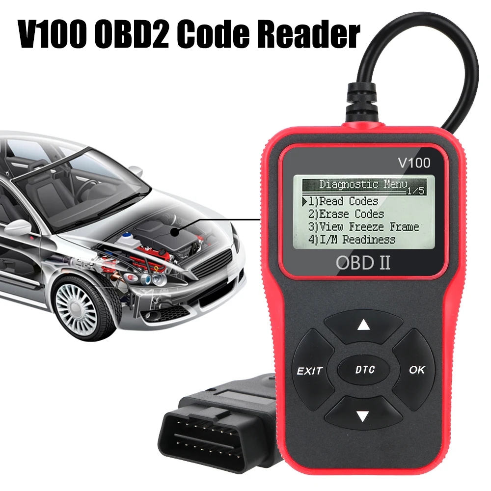 V100 OBD2 Code Reader Universal Plug and Play OBD 2 Scanner Car Diagnostic Tools OBDII EOBD Digital Display