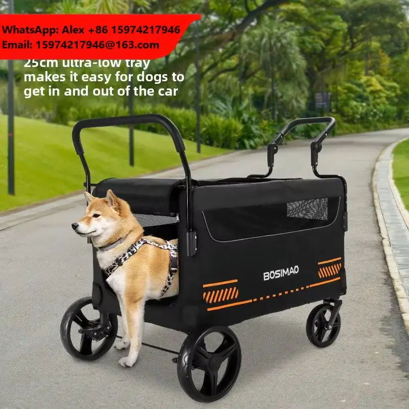 E560-F 3 In 1 Large Pet Stroller & Shopping Cart Foldable Wagon With Storage, Universal Wheels, And One-Step Brake System