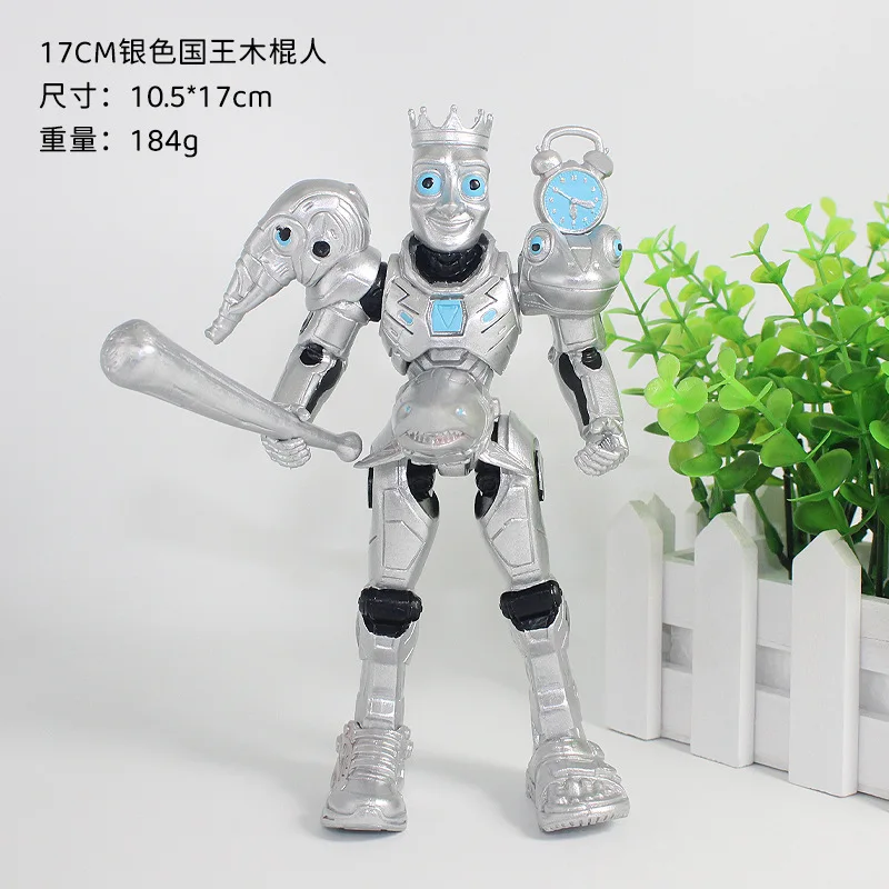 Golden silvery Clock Man Tung Sahur Figure 3D Toys Desktop Decor Articulated Tralalero Tralala Figure Ornament Funny Doll