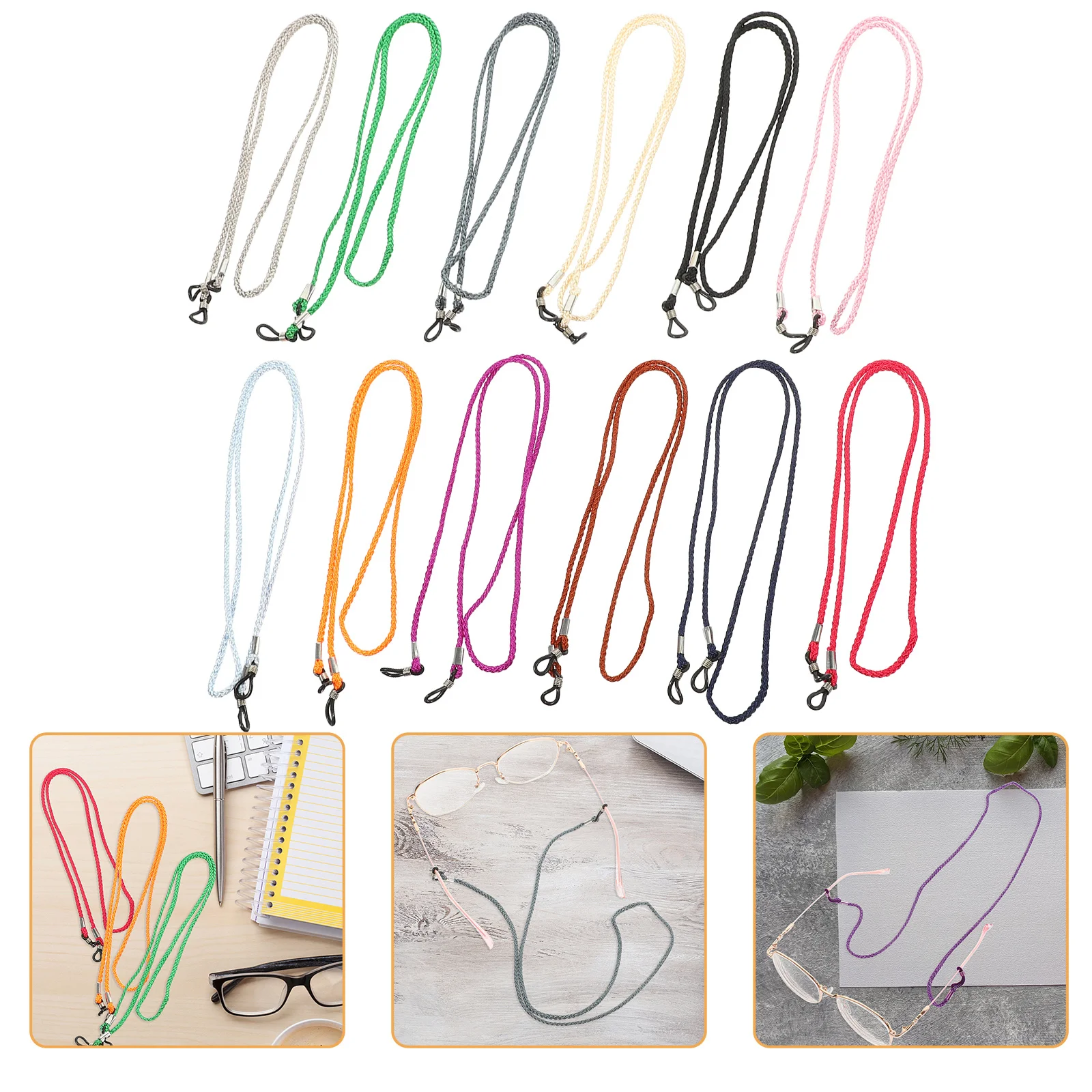 12 個の眼鏡コード滑り止め厚みのあるメガネ紐耐久性のある眼鏡チェーンスポーツ活動中のメガネの落下を防止します