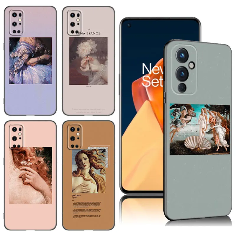 The Birth-Of-Venus Black Silicone Phone Case For OnePlus 9 10 11 12 ACE 2V Pro 9RT 10T 10R Nord CE 2 3 Lite N10 N20 N30 5G