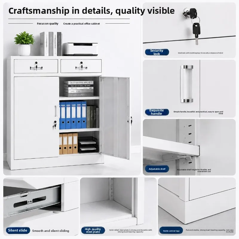 C6-9  Steel Office Low Cabinet Office Floor File Locker Second Bucket Lower Section File Locked Drawer Data Cabinet