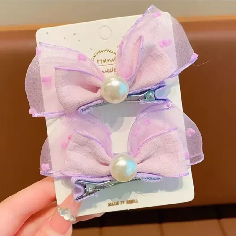 

Cute and Delicate Korean Style 3D Pearl Bow Children's Hair Accessories Adorable Bunny Ear Hair Clips for Little Girls