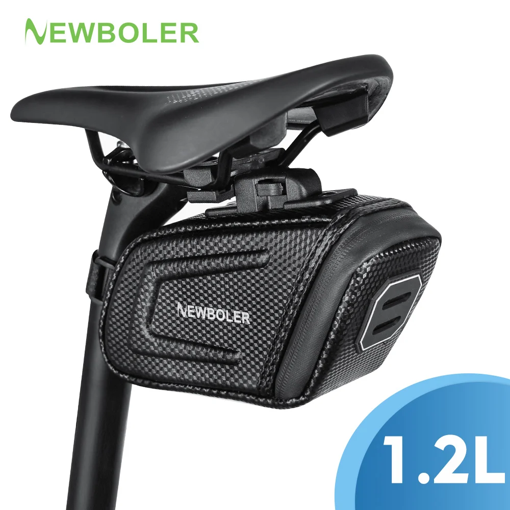 

NEWBOLER 1.2L Waterproof Bicycle Saddle Bag Quick Release MTB Road Bike Saddlebags Reflective Striped Bike Bag Bike Accessories