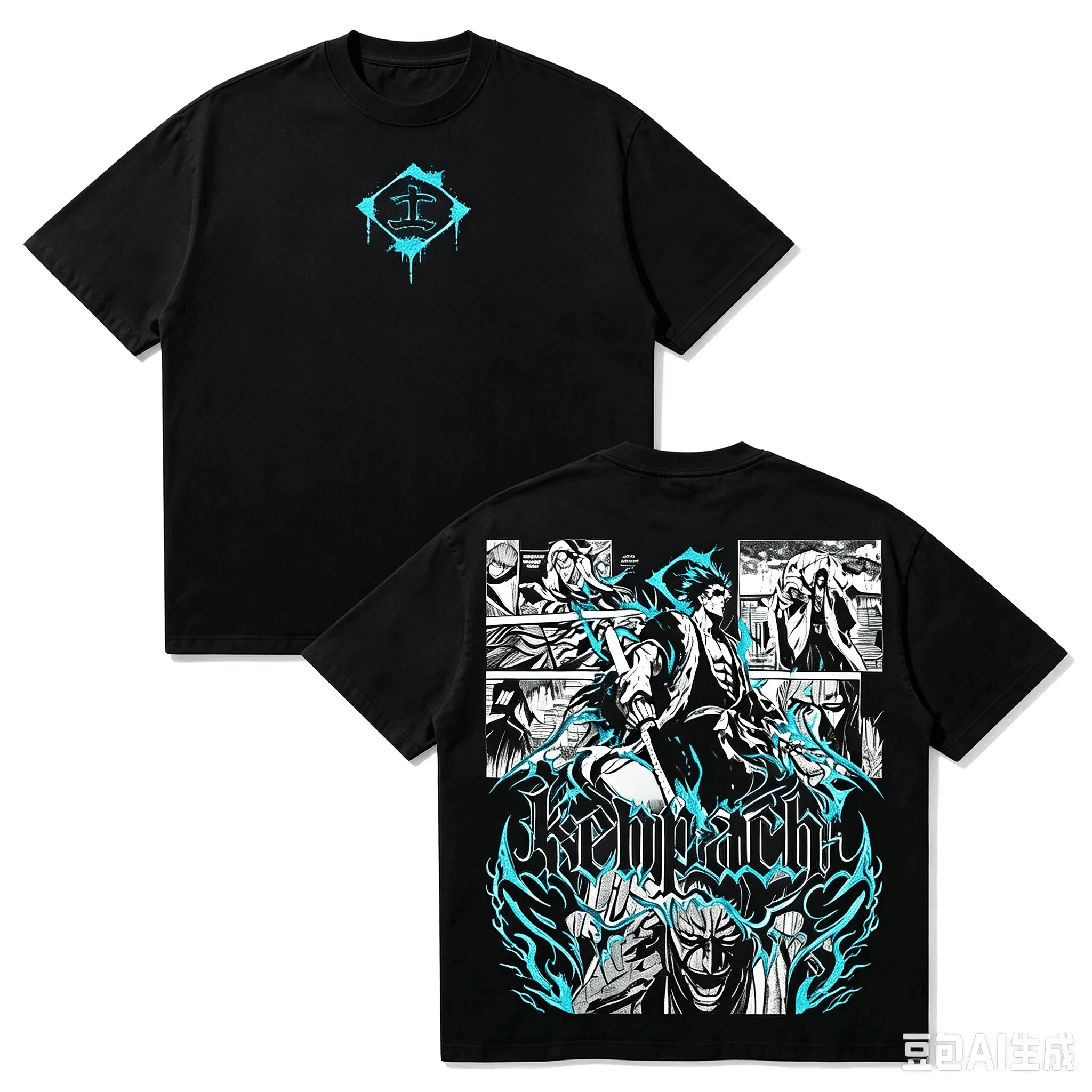 Hot Sale Anime BLEACH Zaraki Kenpachi Graphic T‑Shirt Unisex Fashion Hip Hop Streetwear T-shirt Casual Oversized Round T‑Shirt