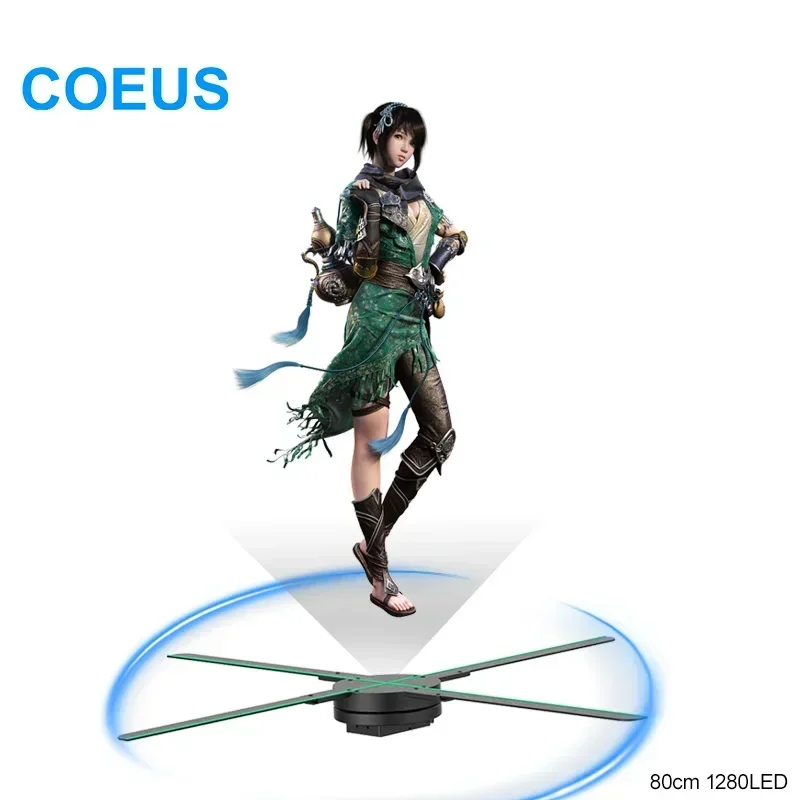 COEUS LED Four Blades 1280*1280 Indoor Advertising Hologram Holographic Naked Eyes 3D LED Fan with Wifi App Control 3D 80cm 1280