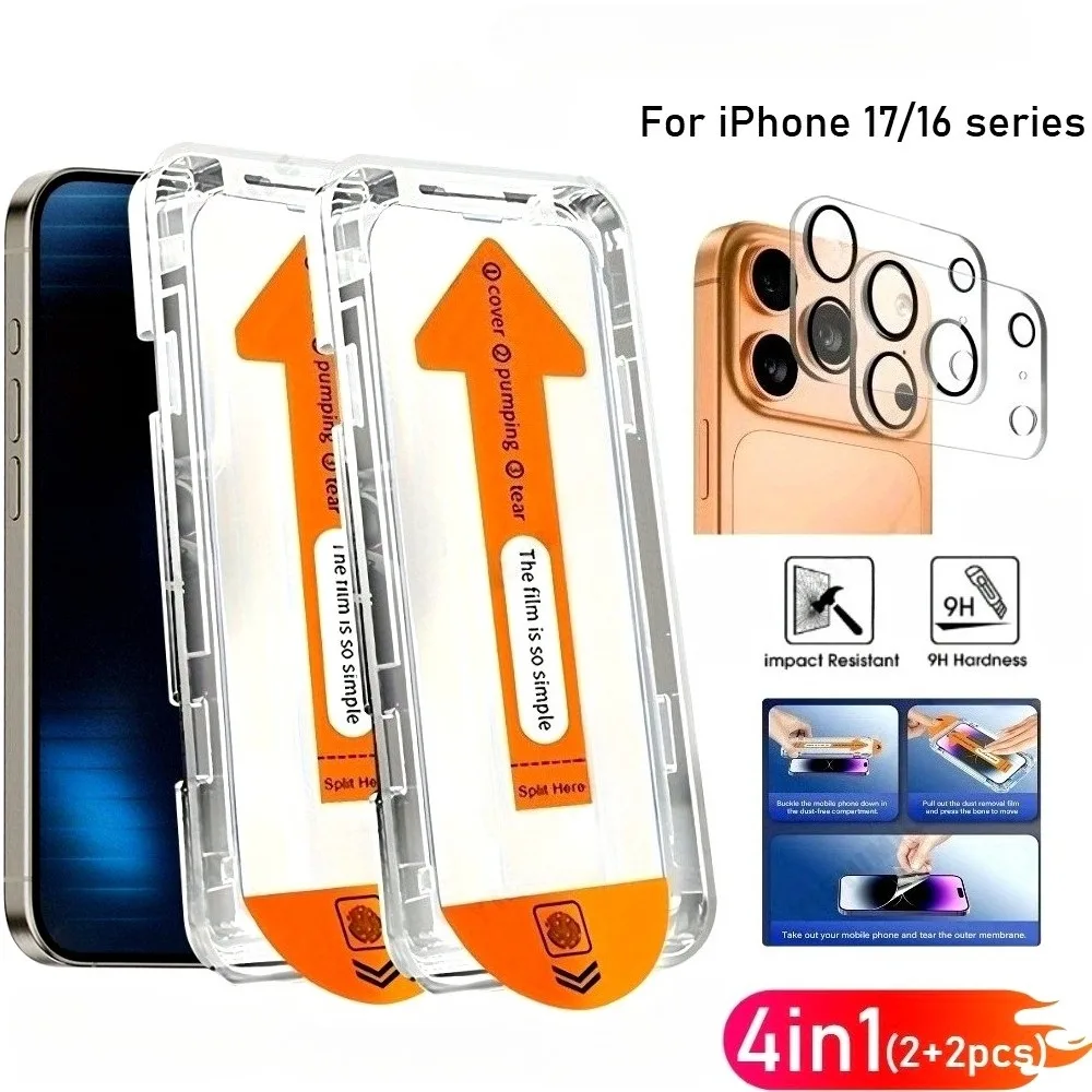 

Закаленное стекло 4 в 1 Ultra HD для iPhone 17 16 15 14 Pro Max 13 12 mINI, стекло для объектива камеры для iPhone 13 12 11 Pro 15 14 16 Plus