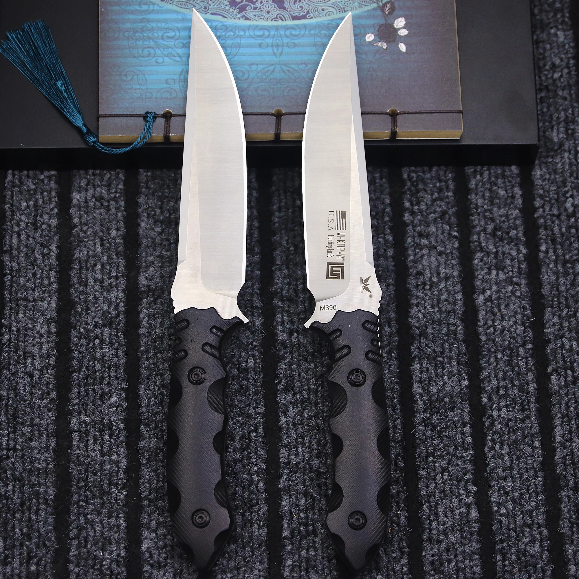 Cuchillo recto de caza M390 multifuncional americano, cuchillo recto táctico para acampar en la jungla, mango G10, cuchillo de supervivencia al aire
