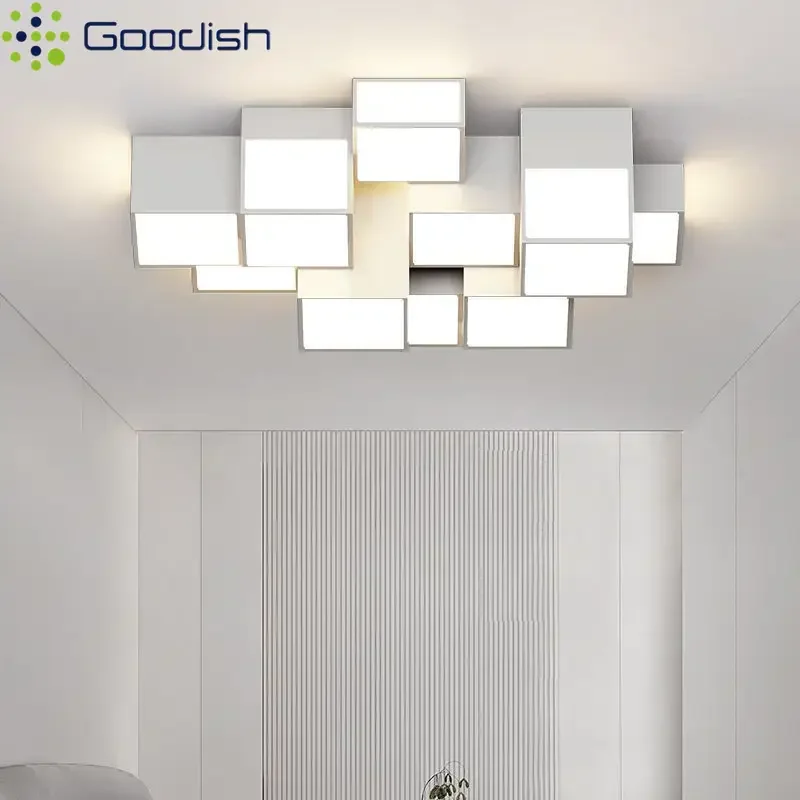 أنيق الفن الإبداعية تألق مربع LED أضواء السقف الجدة الغلاف الجوي تصميم مصابيح لغرفة المعيشة ديكور المنزل الثريا
