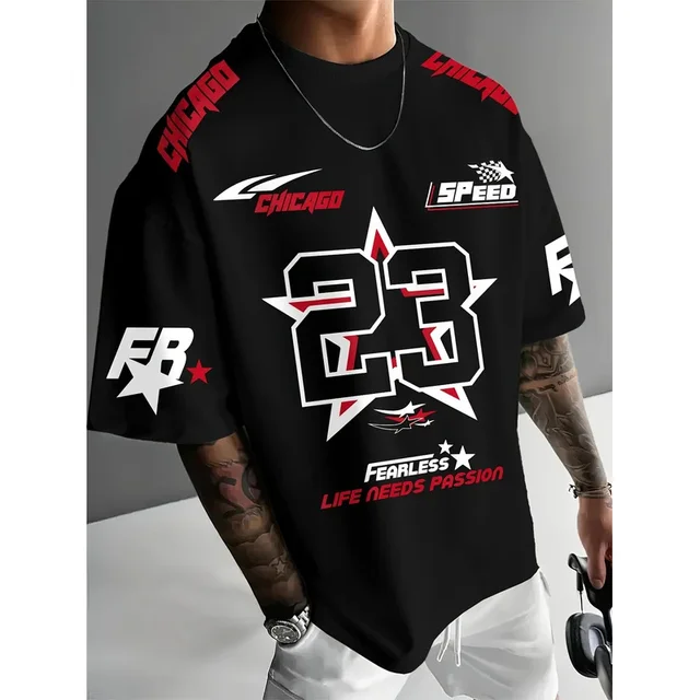 2025 Summer New Men's Sports Shirt Chicago 23 printed Digital Shirt Casual Men's Sports T-shirt 1