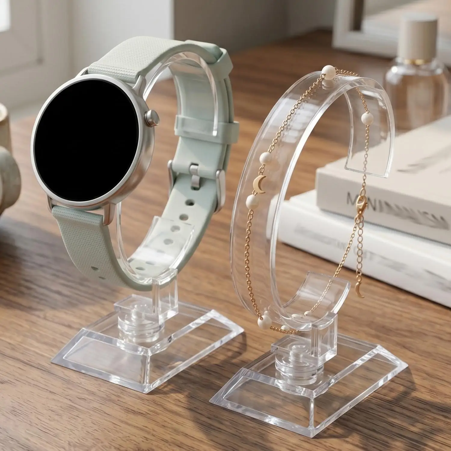 Transparent Watch Display Stand C-Circle Acrylic Holder Counter Show Stand Wrist Watch Bracelet Display Jewelry Holder Showcase view 3