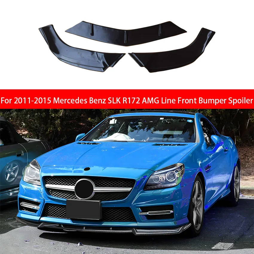 For Mercedes Benz 2011 2012 2013 2014 2015 SLK R172 AMG Line Car Front Bumper Lip Spoiler Splitter Trim Accessories 3PCS