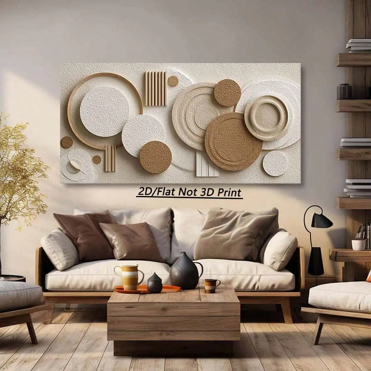 1-Piece Beige Abstract-Style Canvas Wall Art, Medium-Sized Gallery Wrapped Modern Geometric Print, Ready To Hang Home Decor For Living Room, High-Quality Printed Artwork With Sturdy Wrapped Frame, Ideal For Year - Round Interior Styling,Minimalist