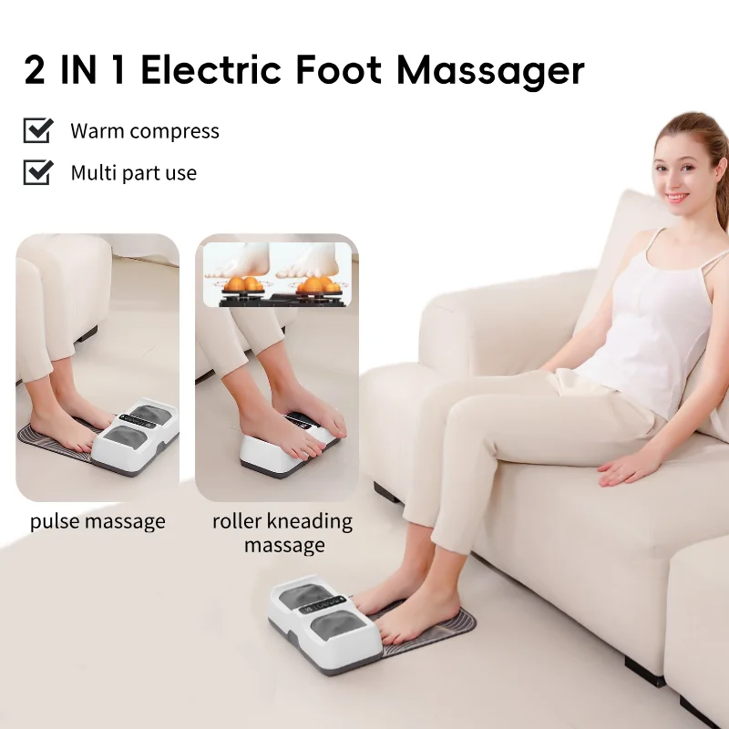 

2 IN 1 Electric Foot Massager with Kneading Rotation Hot Compress Multifunctional Leg Muscle Relaxation Fascia Massage Pad Gift