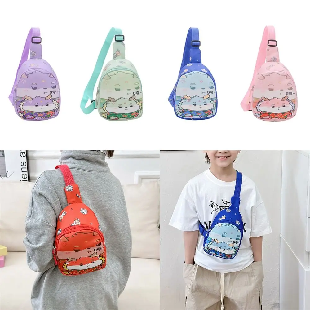 Bolso de hombro con estampado de dibujos animados para niños, bolsa de pecho portátil ligera, bolsa de viaje versátil de gran capacidad