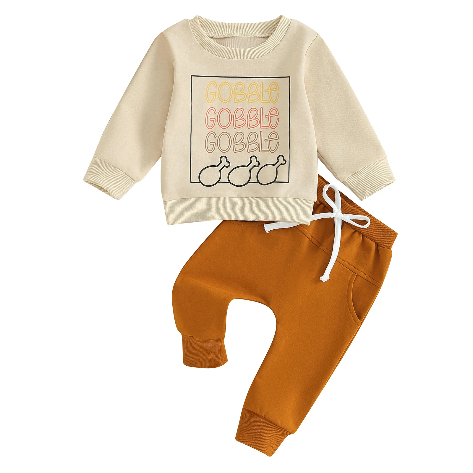 Ringraziamento Baby Outfit Boy Gobble felpa Pullover top turchia camicia pantaloni Toddler Boys abbigliamento grato