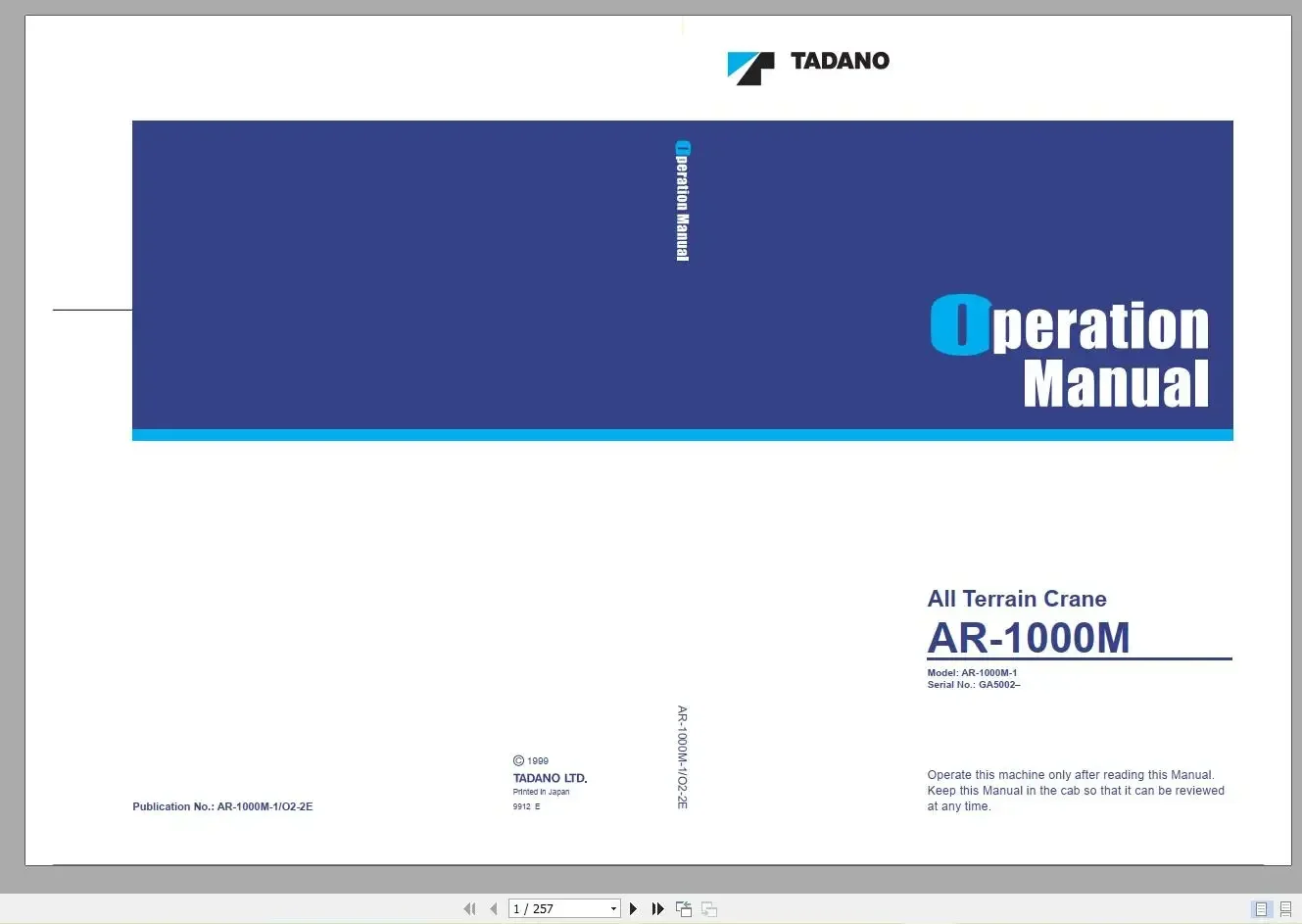 SpecDiag Tadano Mobile Crane 13.5 GB PDF Updated [03.2022] Operator & Maintenance Manual