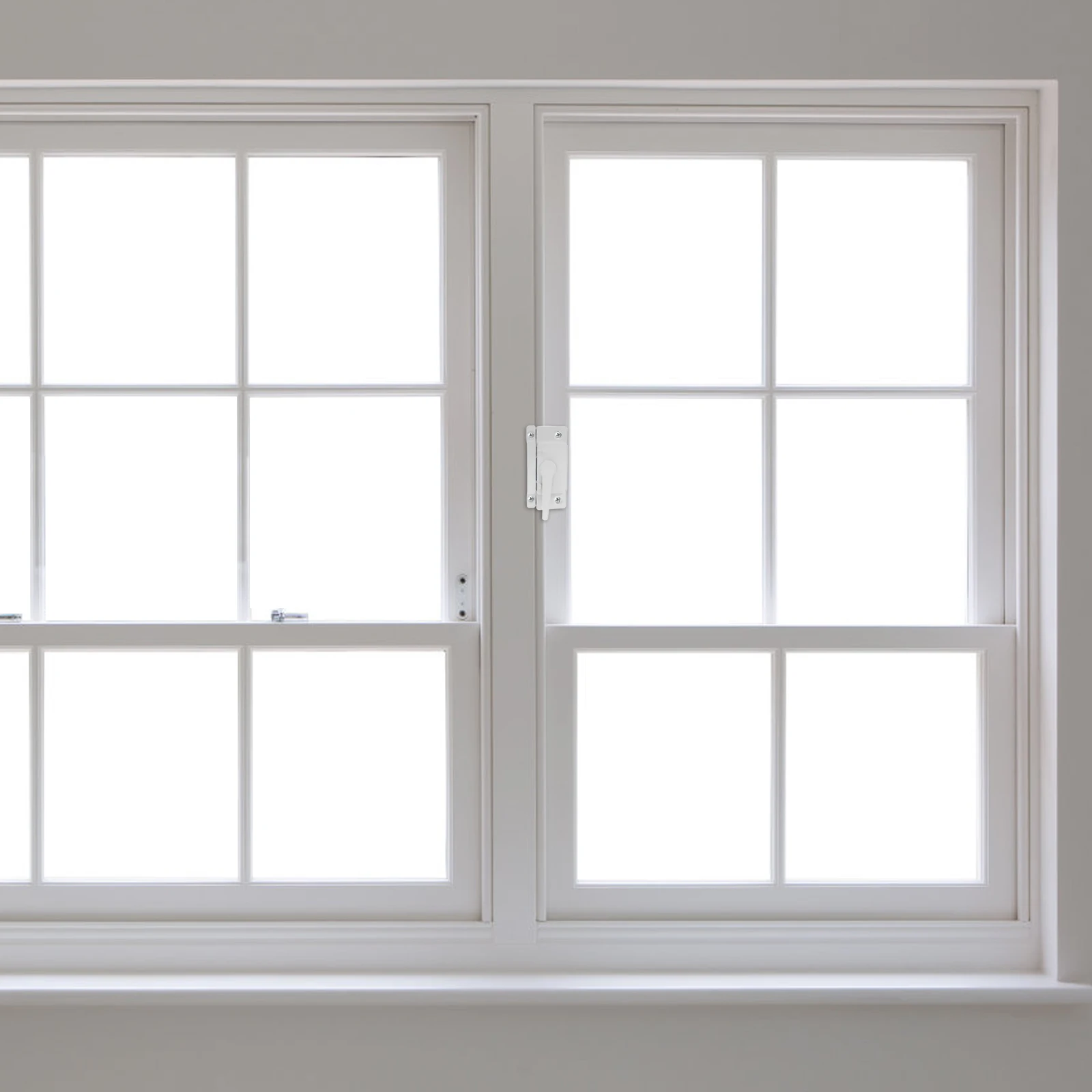 2 pares de fechaduras para janelas deslizantes, portas de aço plástico, buraco lateral branco, universal, antirroubo, faixa de pátio, trava horizontal