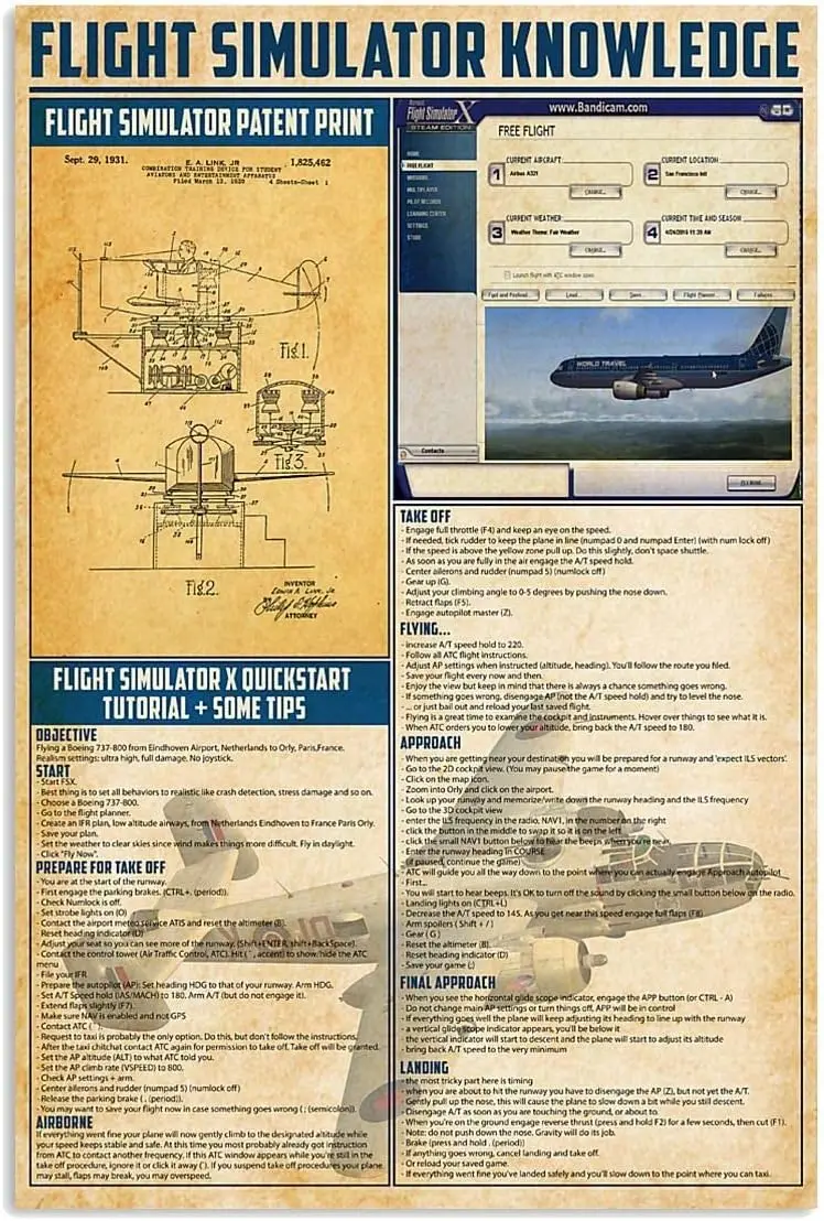 XianJinDu Metal Signs Flight Simulator Knowledge Vintage Tin Poster Pilot Club Decor Office Home Wall Decor Printed Plaque  sign