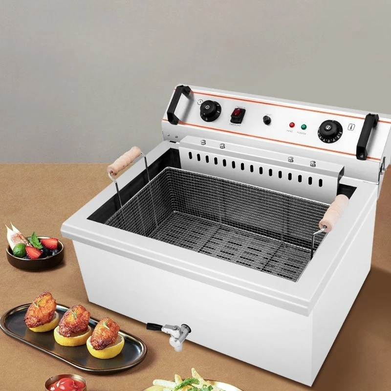 Large‑Capacity Commercial Electric Deep Fryer, Timer & Temperature Limiter, Potato Chips Frying Machine