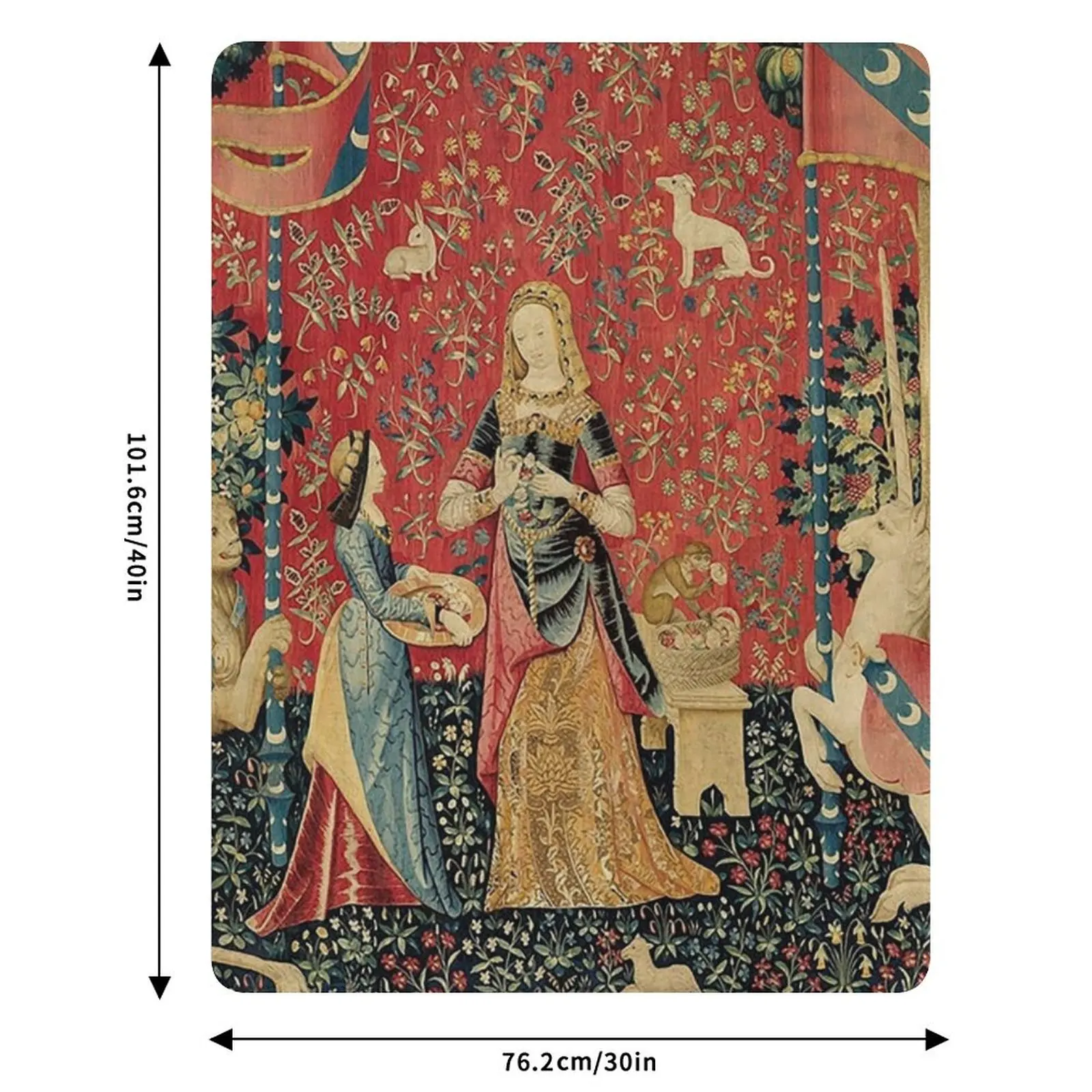 السيدة والوحيد القرن: بطانية رمي Mon Seul Désir سرير مزخرفة بطانيات رمي أريكة النزهة القطيفة