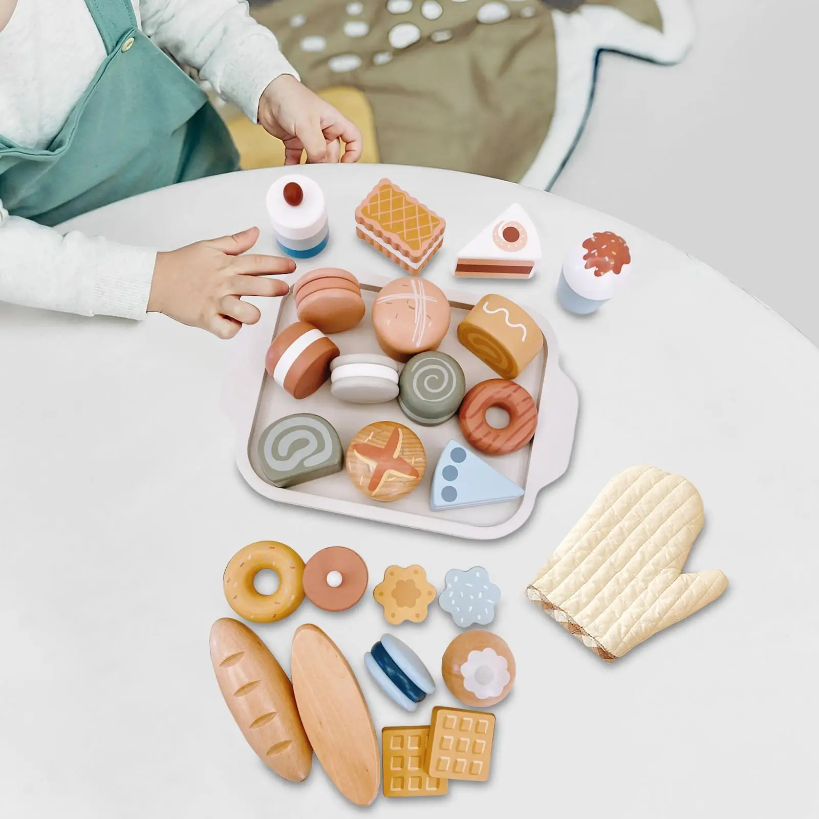 Juguetes de cocina de simulación para niños pequeños, juguetes para hornear galletas con juego, exhibición de ventana de cumpleaños, muebles artesanales, manualidades