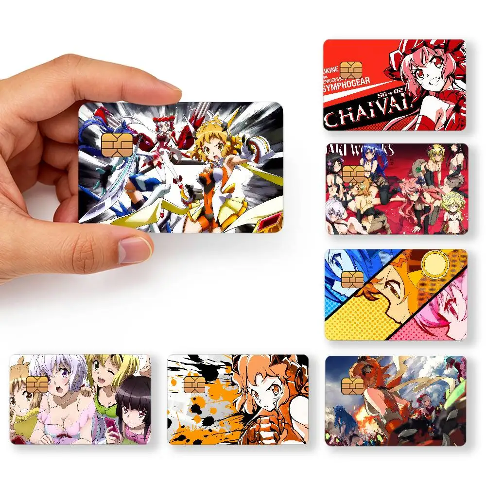Anime Fanart Senki Zessho S-Symphogear Hot Sale Decor Exquisite Card Sticker for Debit Credit Bank Cards Skin Cover Gift Student