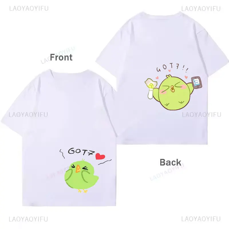 بلايرا KPOP Got7 جاكسون جاي بي تي شيرت موضة محب الجدة الاتجاه Ropa De Mujer الشارع الشهير القطن مزدوجة الوجهين تي شيرت مطبوع #3