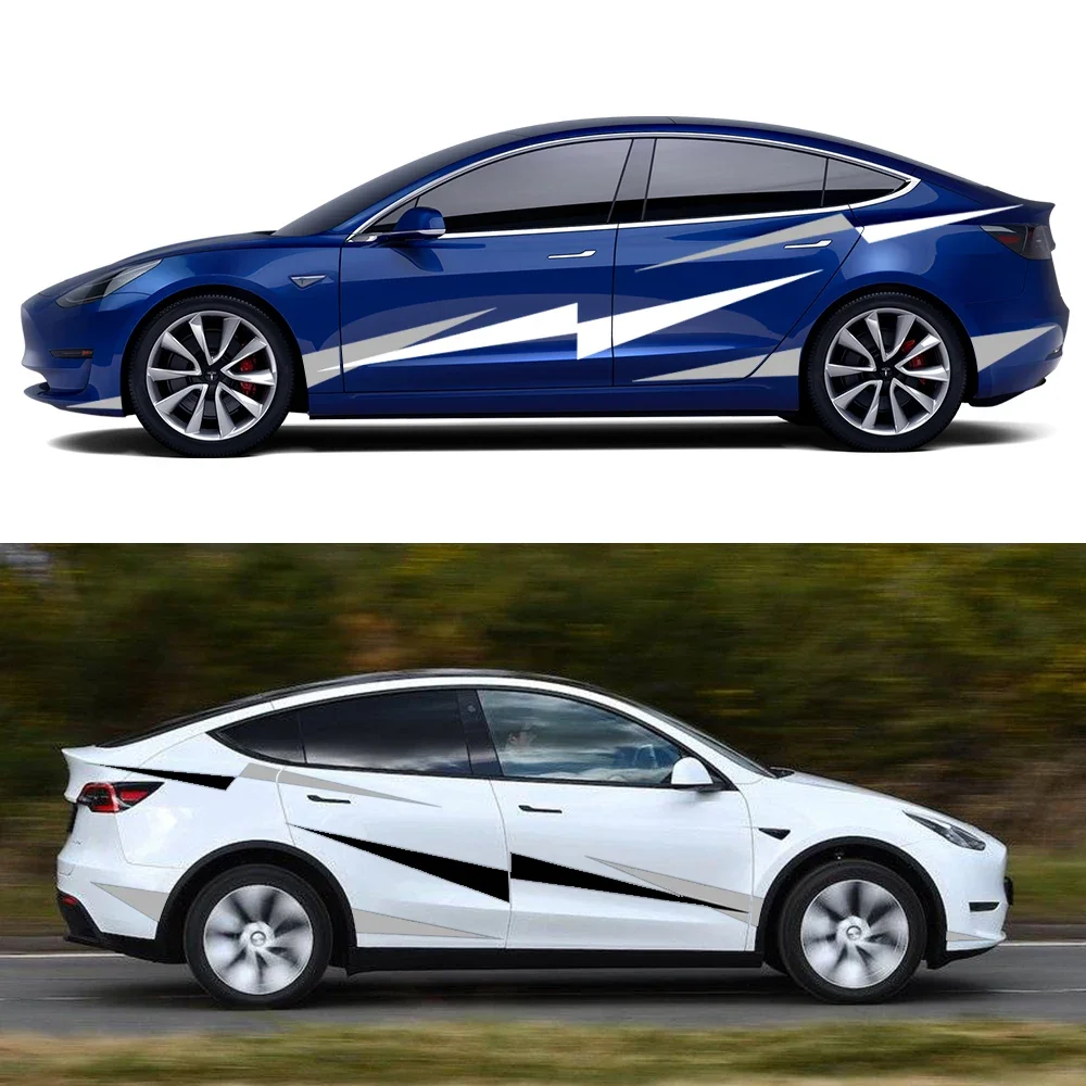 

For Tesla Model 3 Y Car Door Side Stickers Kit PVC Styling Decals Waterproof Vinyl Film Auto Decoration Car Exterior Accessories