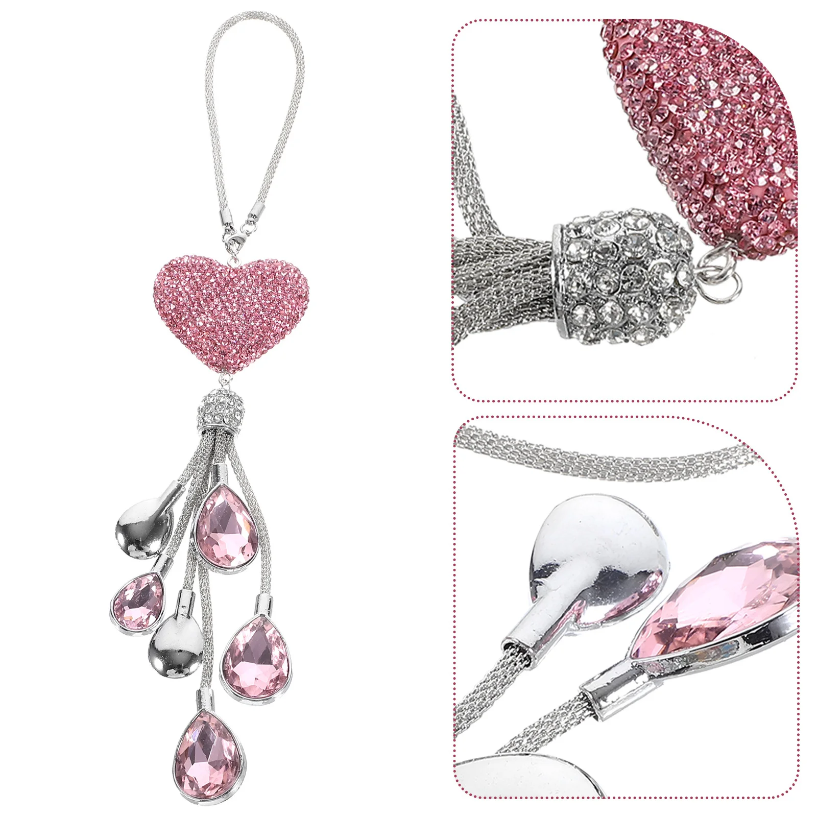 

Sturdy Rearview Mirror Hanging Decor Bling Accessories Ornament For Vehicle Interior Compact Crystal Heart Shape Fade Resistant