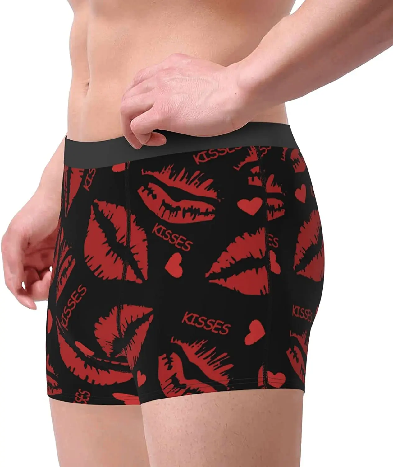 Lip Kiss Men\'s Boxer Briefs Crab Boxer Shorts Soft Breathable Stretch Wide Waistband Underwear Trunks with Bulge Pouch for Men