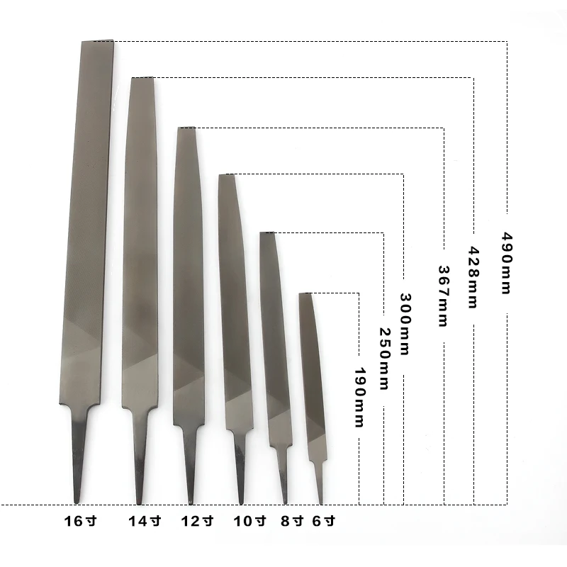 6-16Inch Industrial Steel Files Set Flat/Round/Half Round/Triangle/Square For Metalworking Woodworking Steel Rasp File Flat