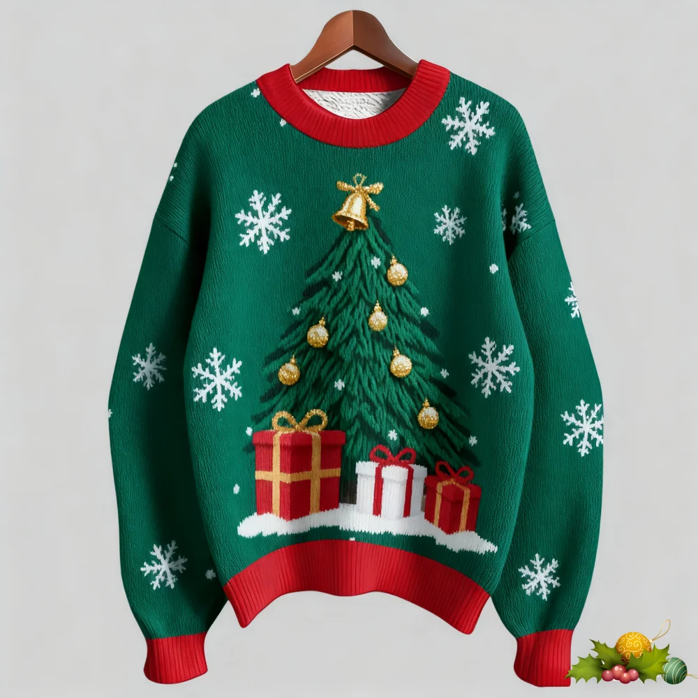 

Knit Christmas Sweater Ugly Christmas Sweater Warm Sweater for Woman Sweater Fashion Crew Neck Knitted Long Sleeve Regular Tops