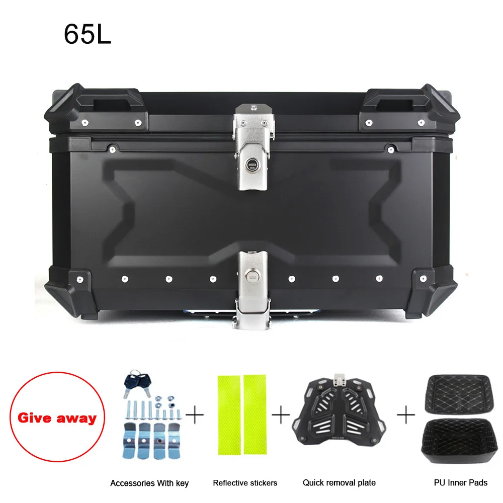 

Universal 65L Aluminum Motorcycle Helmet Box Tail Box Top Case Pra Moto Waterproof Tail Box Storage Box For BMW YAMAHA Honda KTM