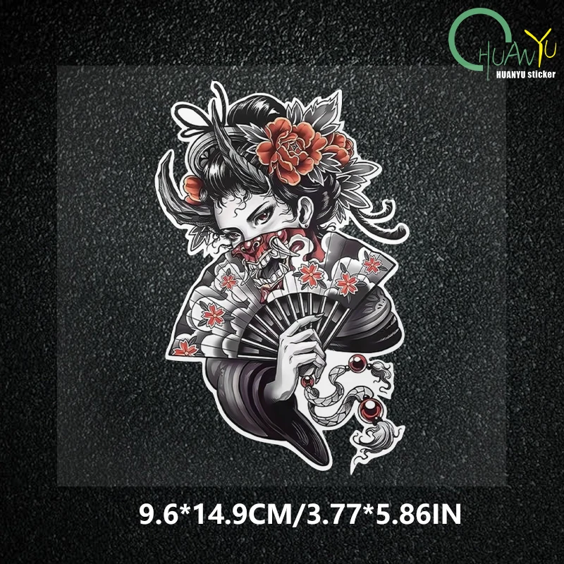 jdm Halloween geisha skull anime creative pattern car sticker car motorcycle laptop waterproof reflective sticker