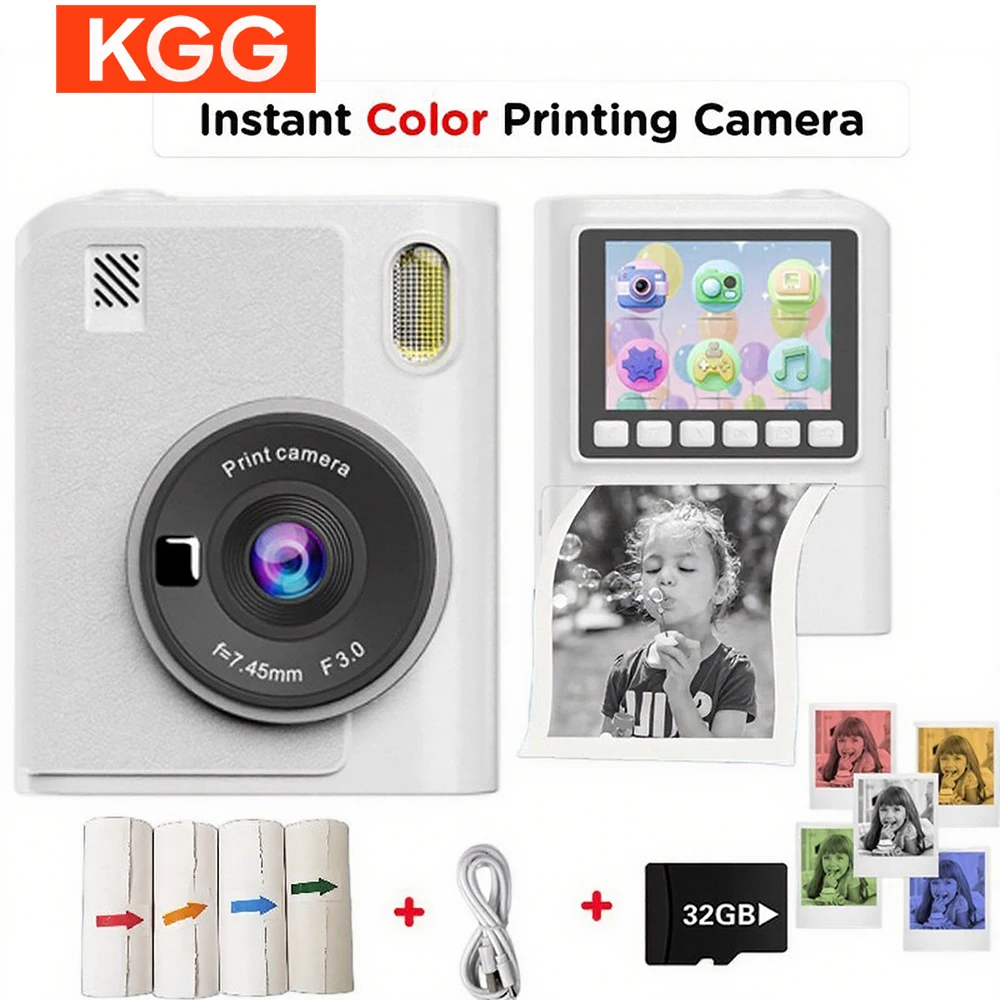 كاميرا مطبوعة فورية للأطفال، طباعة ملونة، مرشحات ممتعة، تأثيرات مرآة، علامات تلوين، كاميرا رقمية، فن DIY للأولاد والبنات، هدية