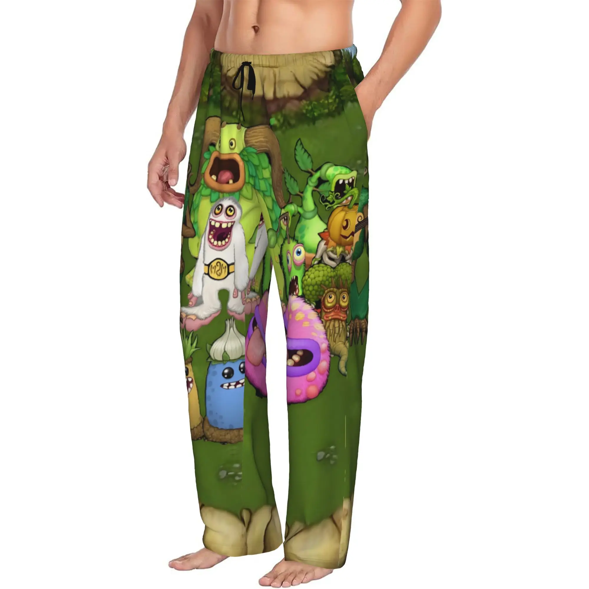 Custom Print My Singing Monsters Pajama Pants Men Funny Games Sleep Sleepwear Bottoms with Pockets