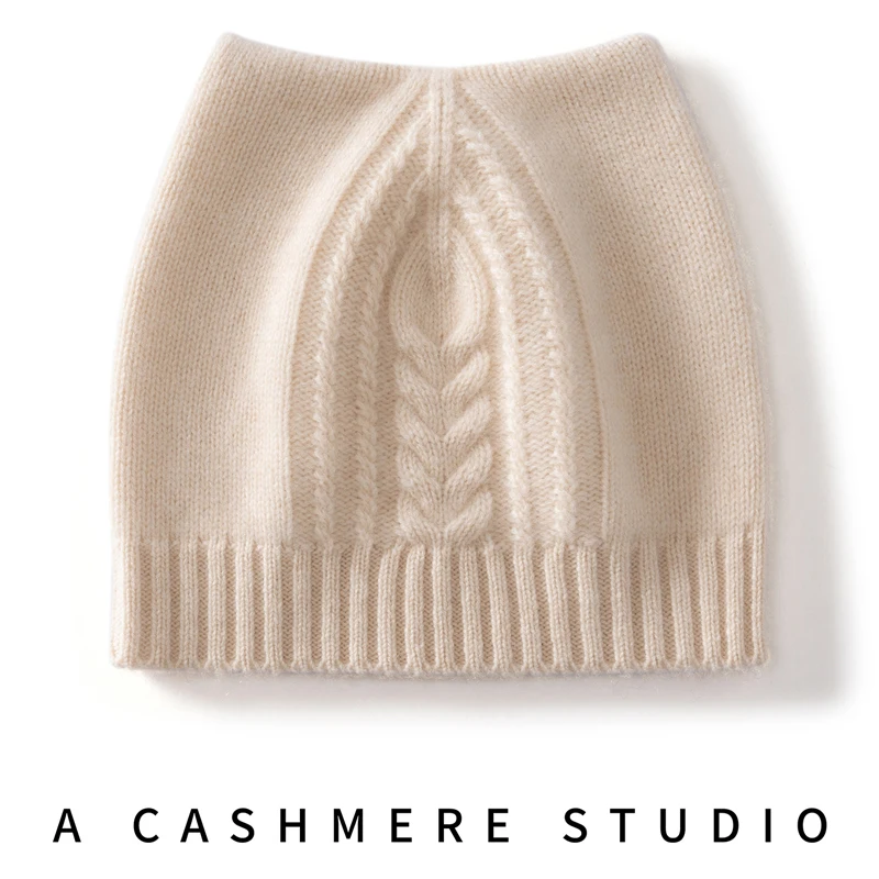 

Women's Winter Hat 100% Pure Cashmere Knitted Soft Warm Fashion Casual Thicken Cap Lady Headgears Quality Warmth