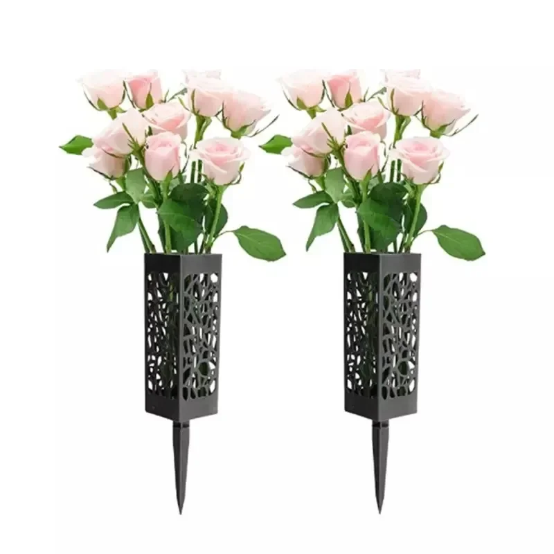 Memorial Cemetery Floral Cones Decoration-Plastic Floral Vase Holder with Long Spike Stake and Drainage Holes for Grave Yard