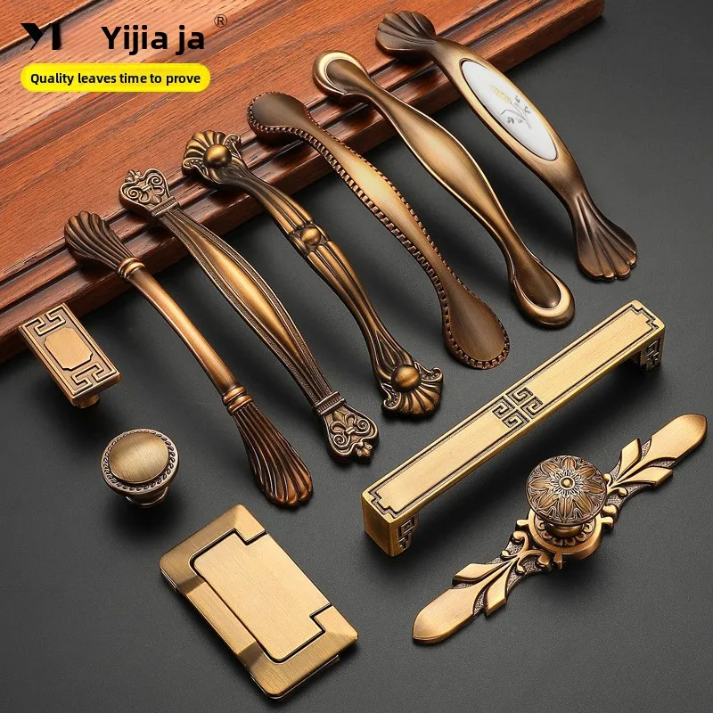 

4 шт. антикварные латунные ручки для шкафа - винтажные ручки для ящиков из цинкового сплава для кухонного шкафа, дверные ручки в европейском стиле (матовый G)