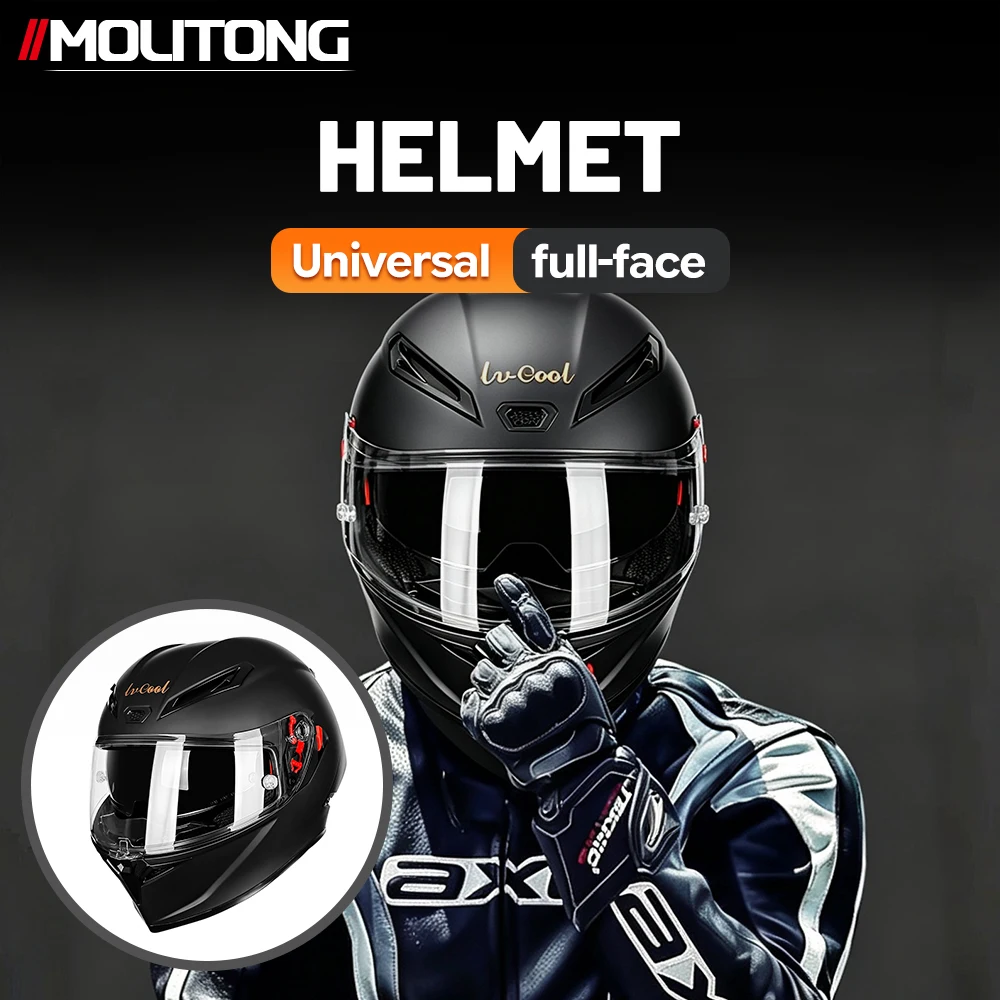 Motorcycle Helmet Full Face Solid Color Matte Black Dual Visor Lightweight ABS Shell DOT Approved Breathable Lining Adult Men