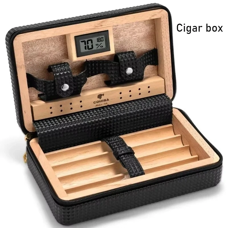 Simple and Portable Cigar Box Cedar Wooden Moisturizing Box Business Travel Smoking Set