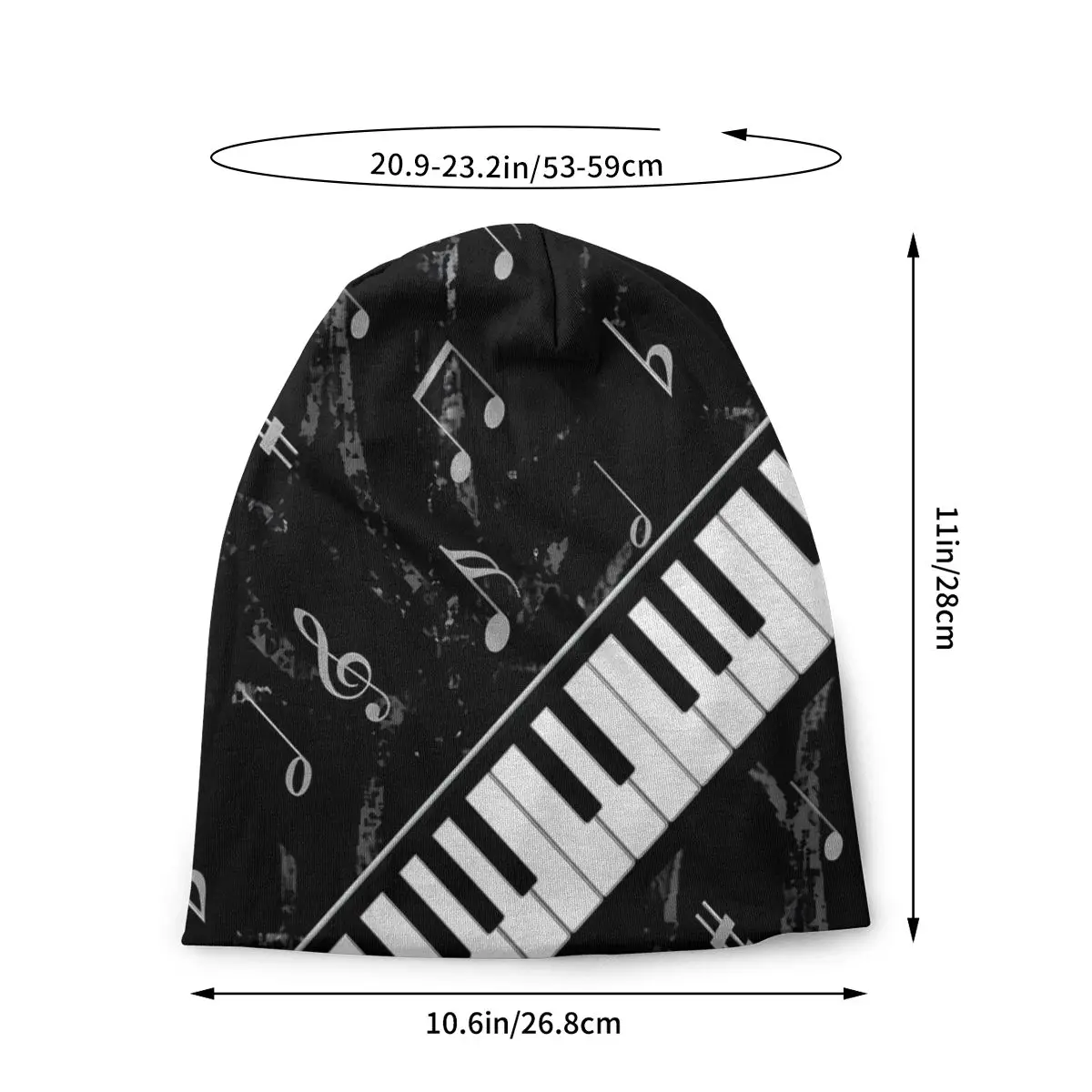 Bonnet Hats Men Women's Thin Skullies Beanies Hat Black And White Piano Music Autumn Spring Warm Cap Hip Hop Caps