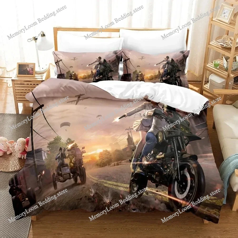 

3D Printing Trendy Soft Battlegrounds PUBG Game Bedding Set Duvet Cover Pillowcase Comforter King/Queen Size Boys Adult Bed Set