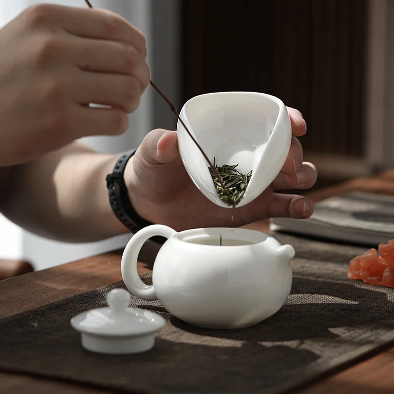 

Белые фарфоровые чайные аксессуары - набор Dehua Holder Spoon Kung Fu