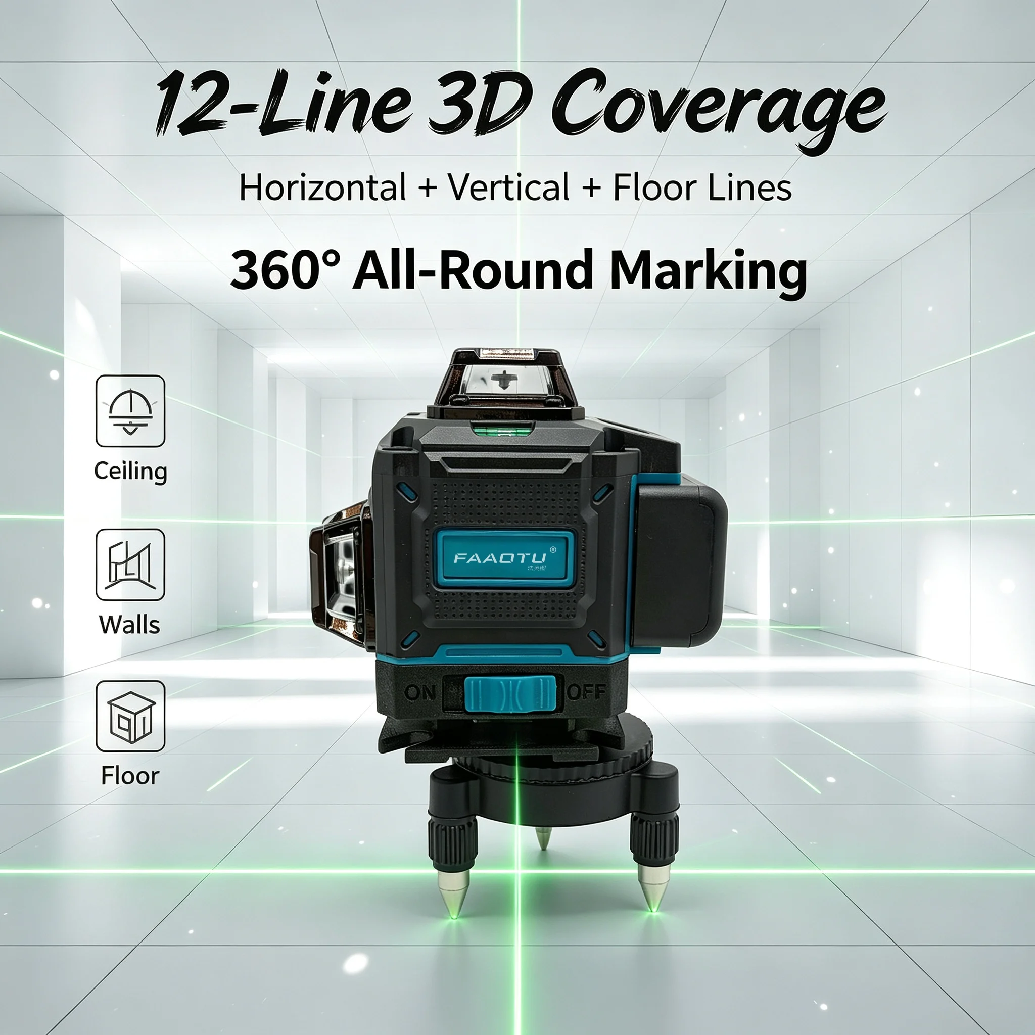 FAAOTU 12 Lines Laser Level Same Appearance & Function as MT Self‑leveling Cross Line Laser Measuring Tool