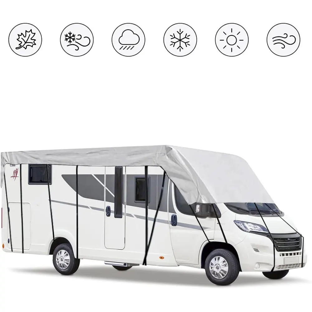 6.5-8.5 متر 210D سقف الغطاء الواقي سقف فضي غطاء للحماية القماش المشمع مقاوم للماء يغطي شاحنة طوي واقية من الشمس RV غطاء #3