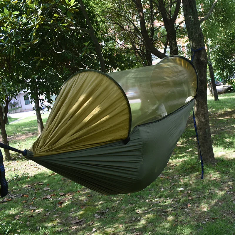 Portable Hammock with Mosquito Net and Automatic Pop-up Stand - Ideal for Outdoor Camping and Hiking Armchair Hanging Hammocks